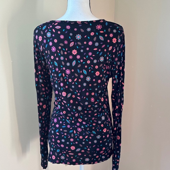 *ZOE + CHLOE* Black x Floral Fashion Long Sleeve Shirt Size Medium - Picture 4 of 8